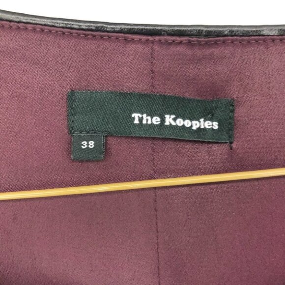 The Kooples Maroon Burgundy gold studded shoulder long sleeve mini dress 38 - Picture 5 of 16